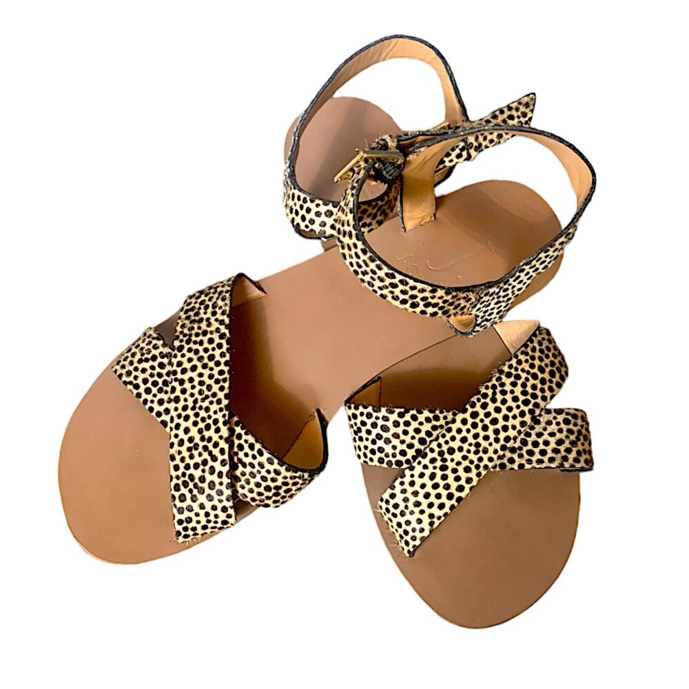 J. Crew Calf Hair & Leather Sandals Size 6W